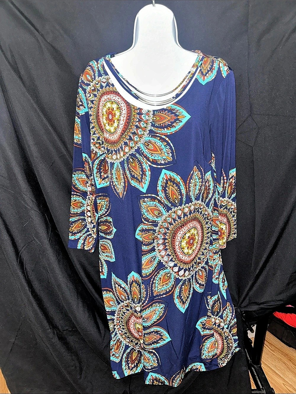 En Focus Studio Printed Long Sleeve Mini Dress Size 14 Like New